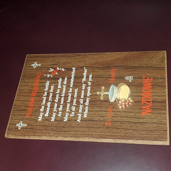 RR plaque home size 5-1/2" x 8-1/2" brown red white polish blessing nazdrowie - Picture 4 of 10